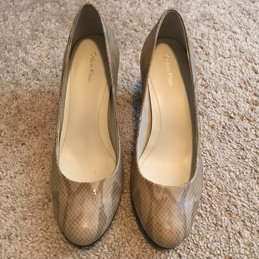 EUC faux snakeskin “Babe” heels from Calvin Klein